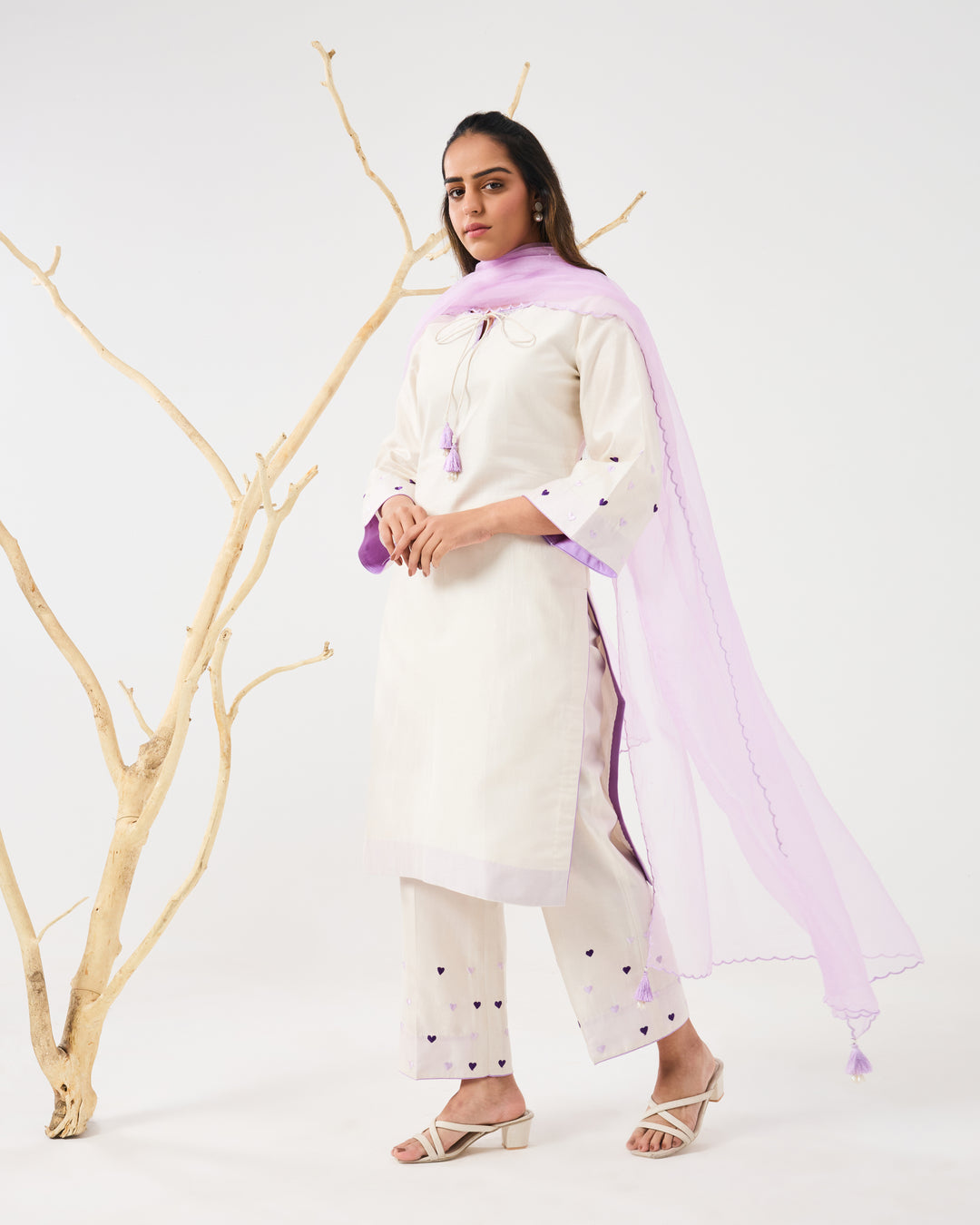 Dilzaah Solid Heart Straight Suit