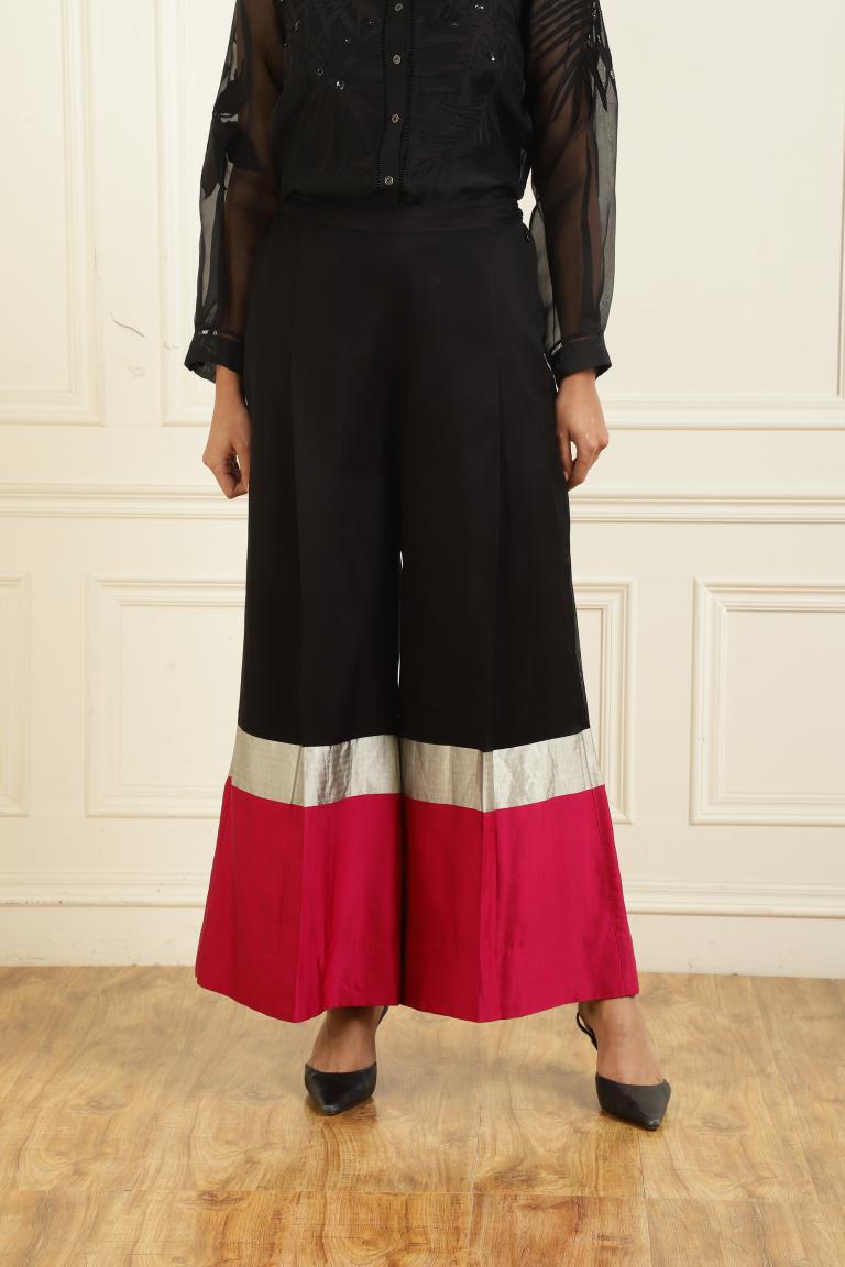 Women’s Sheer Organza Front Open Collar black Shirt