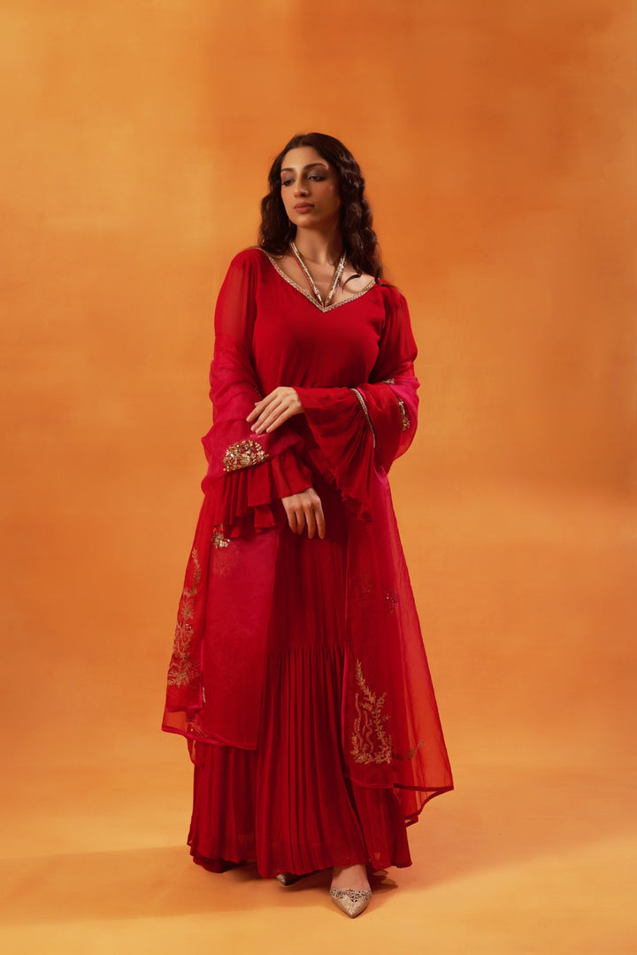 Stunning red with flared sleeves