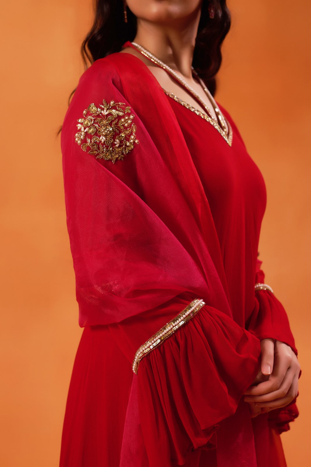 Stunning red with flared sleeves