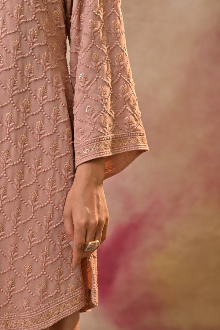 beige embroidered sharara