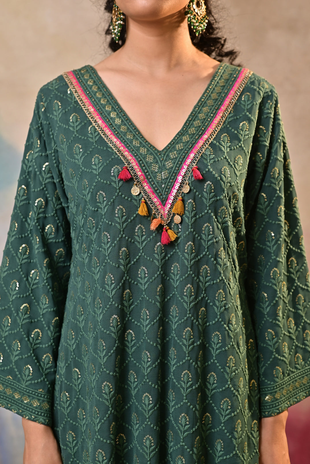 green sharara set