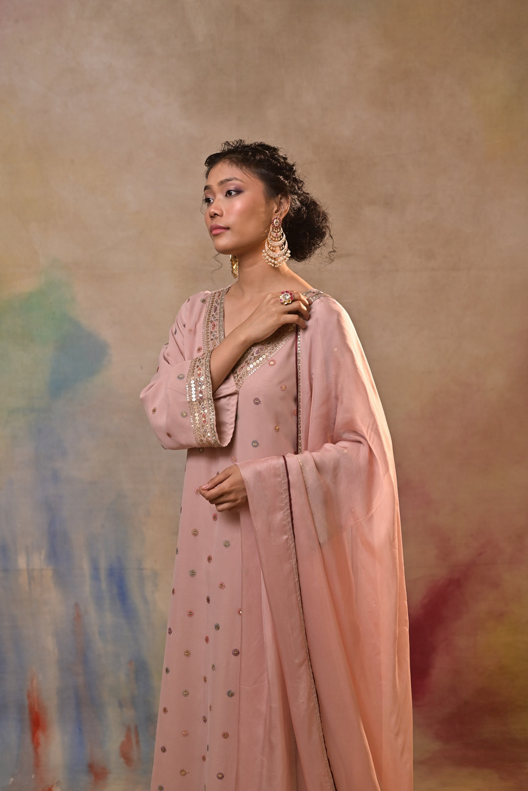 pink sharara set with embellished kameez