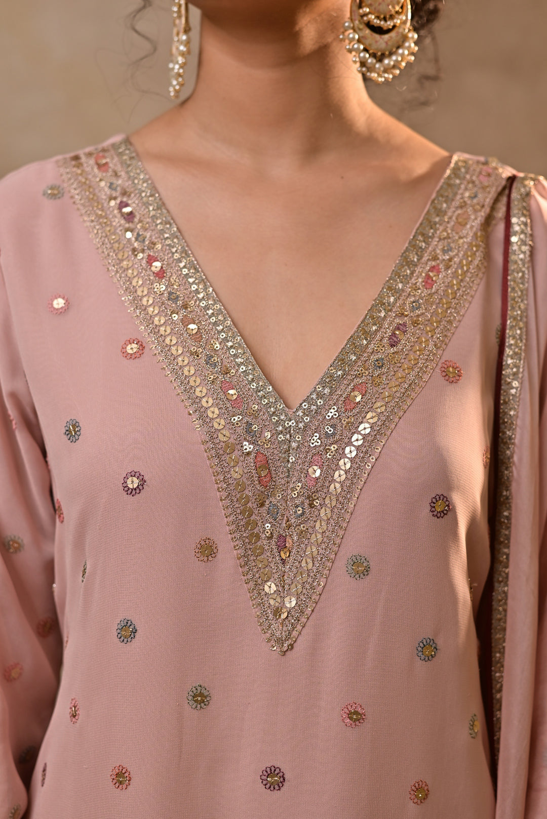 pink sharara set with embellished kameez