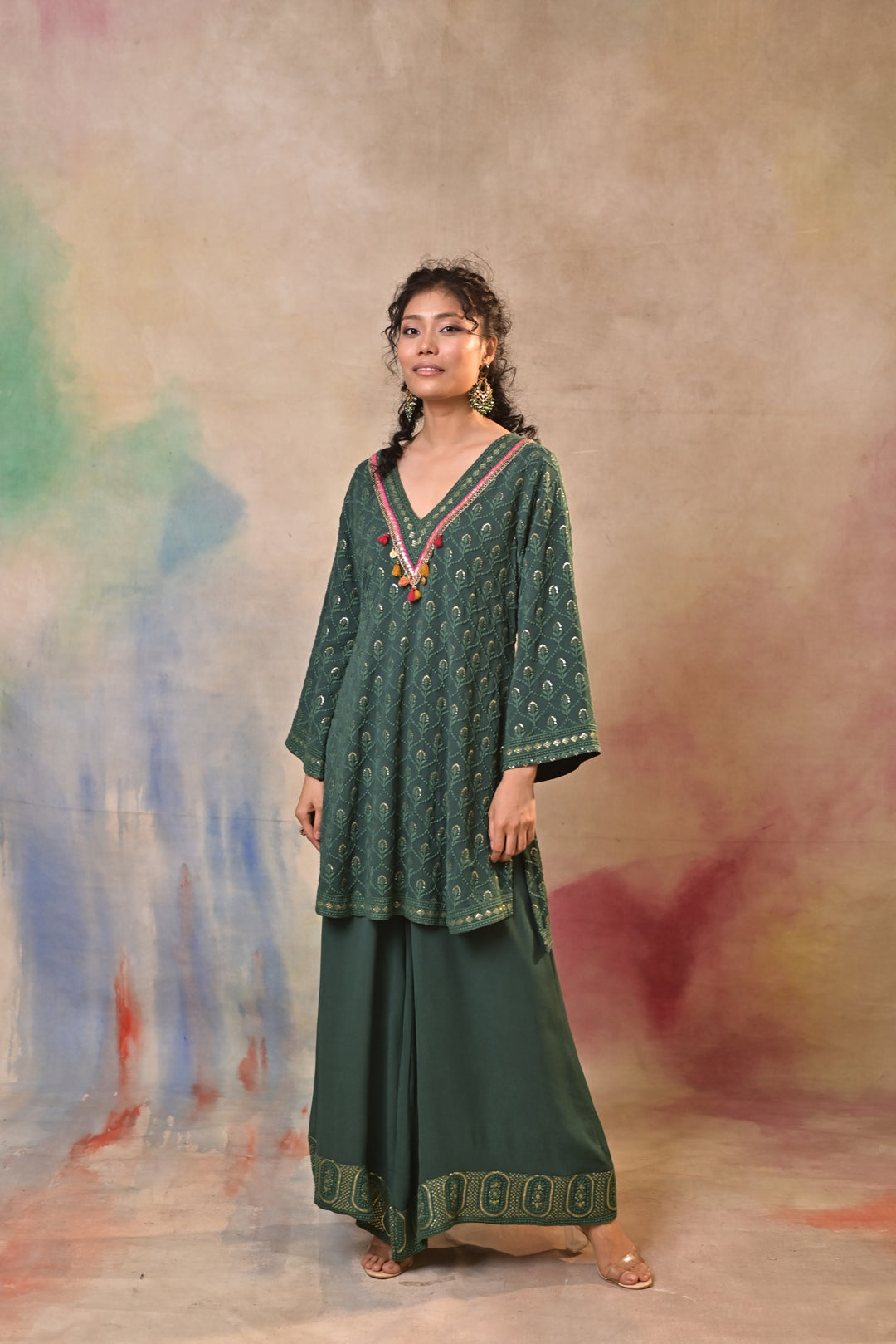 green sharara set