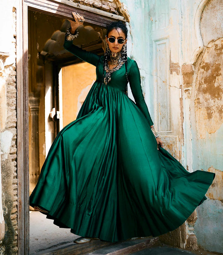 Emerald Green Anarkali Set
