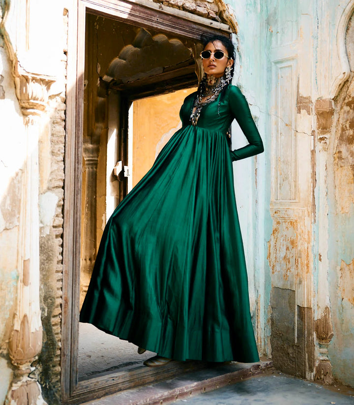 Emerald Green Anarkali Set