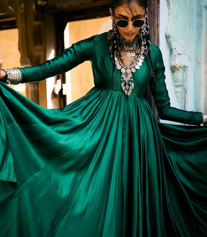 Emerald Green Anarkali Set