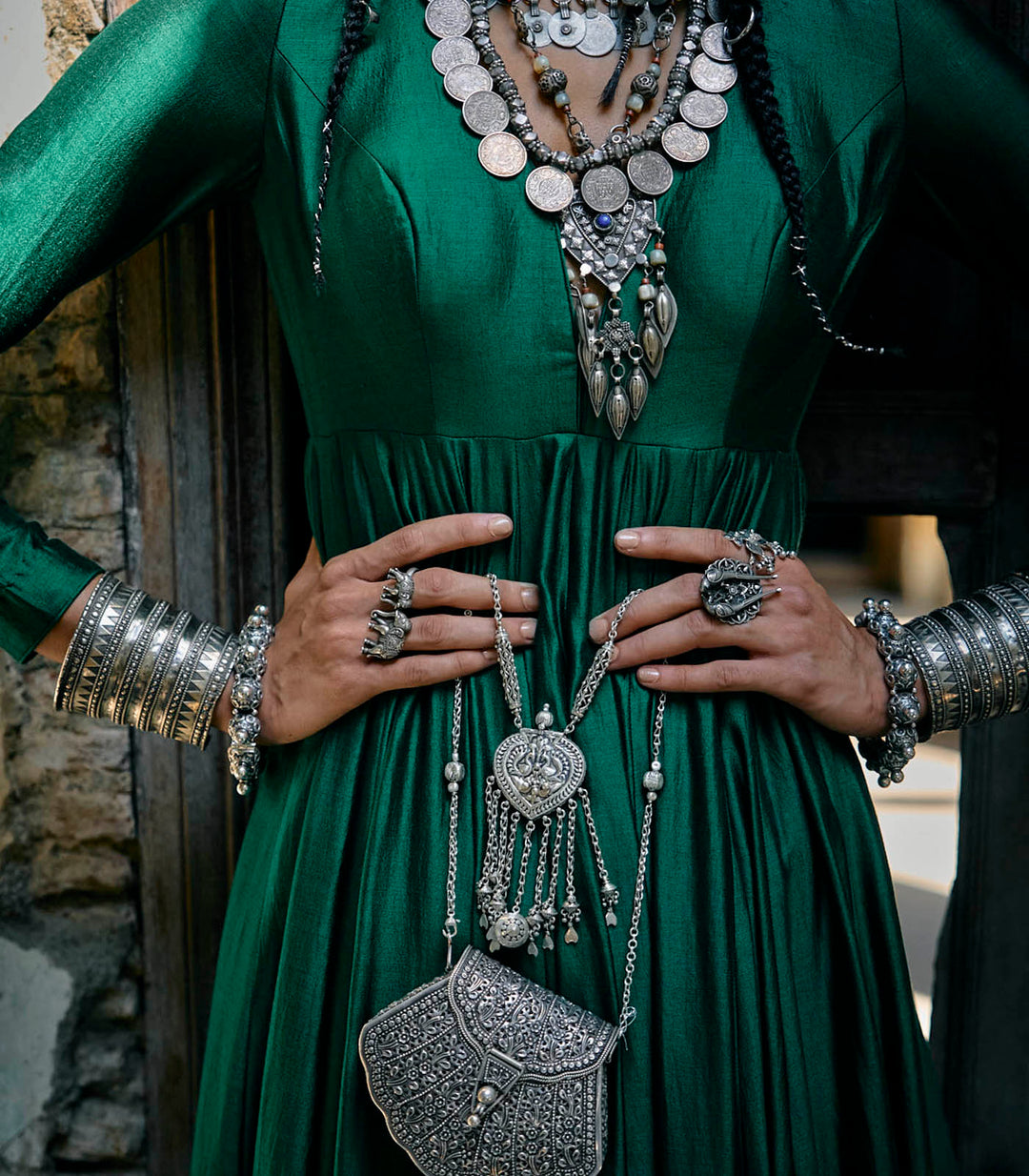 Emerald Green Anarkali Set