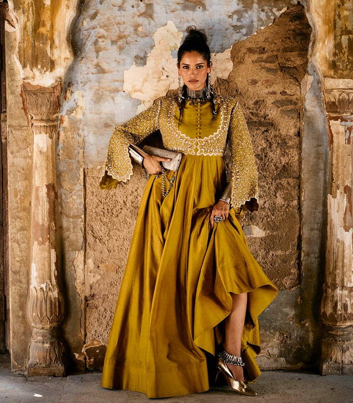 Mustard Anarkali Set