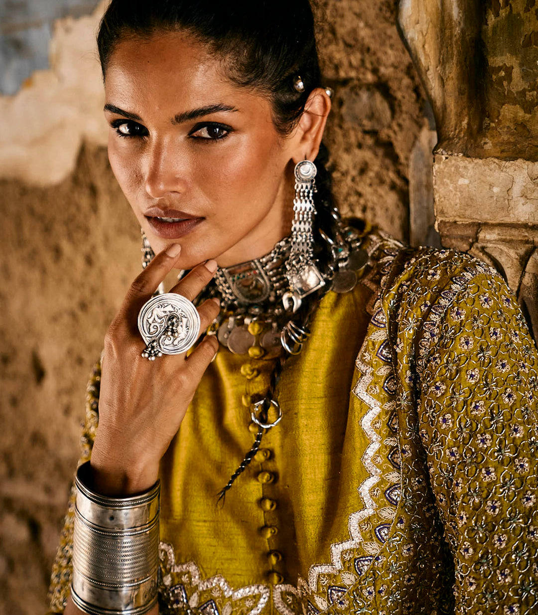 Mustard Anarkali Set