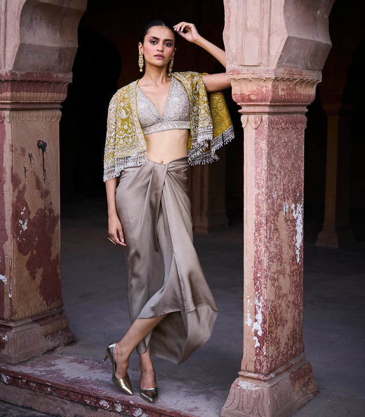 Golden Beige Cape Set