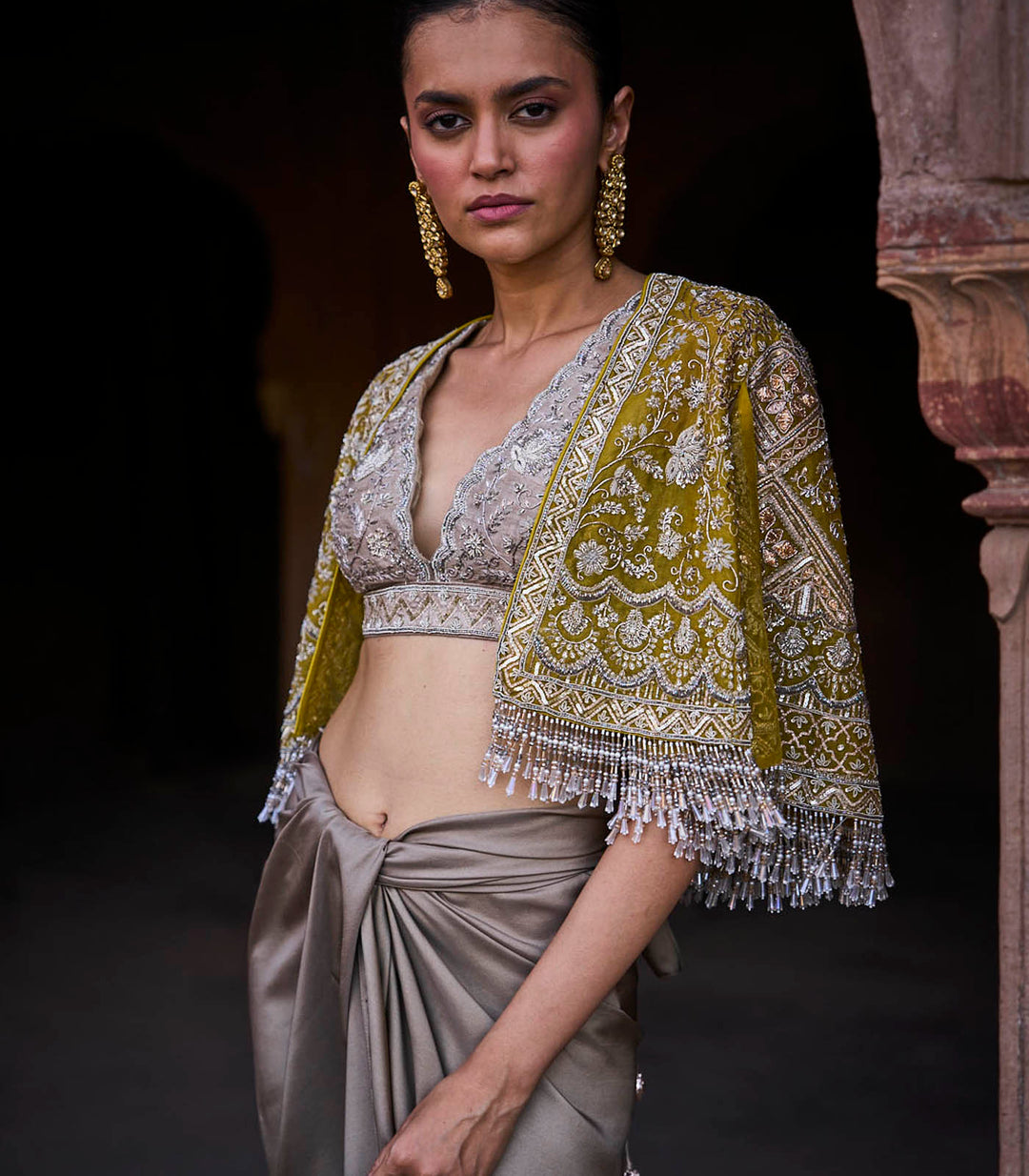 Golden Beige Cape Set