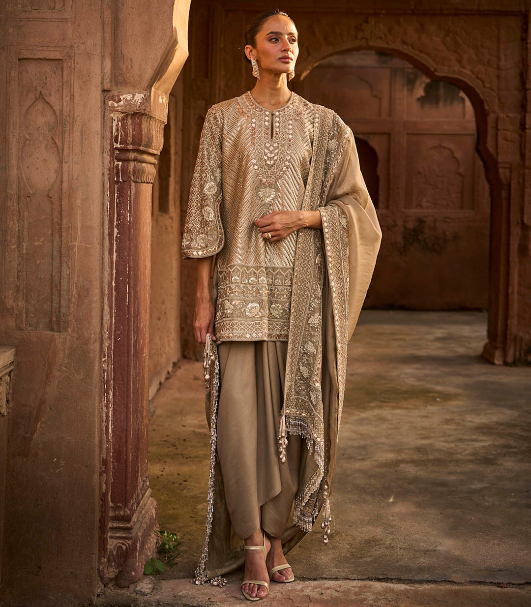 Golden Beige Tunic Set