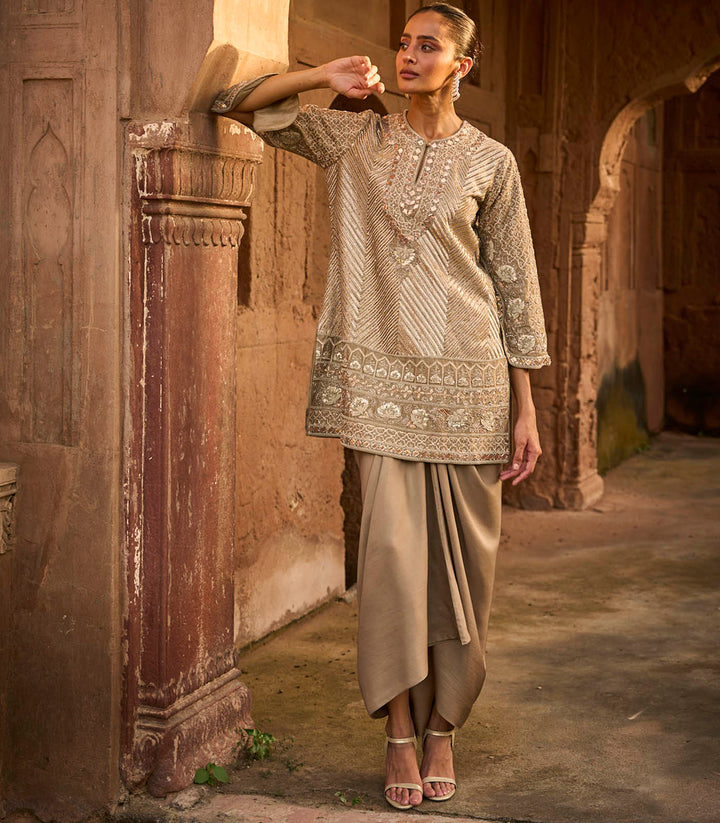 Golden Beige Tunic Set