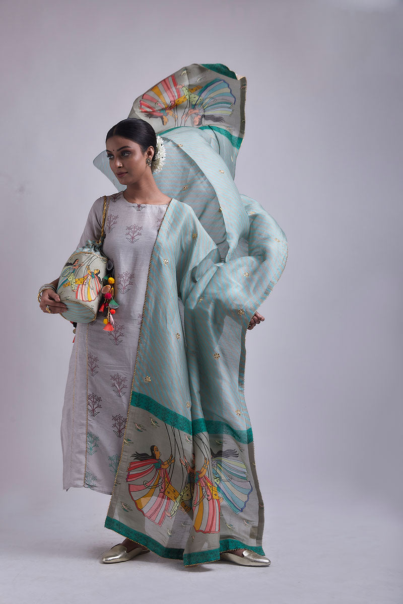 jhoola blue-green dupatta