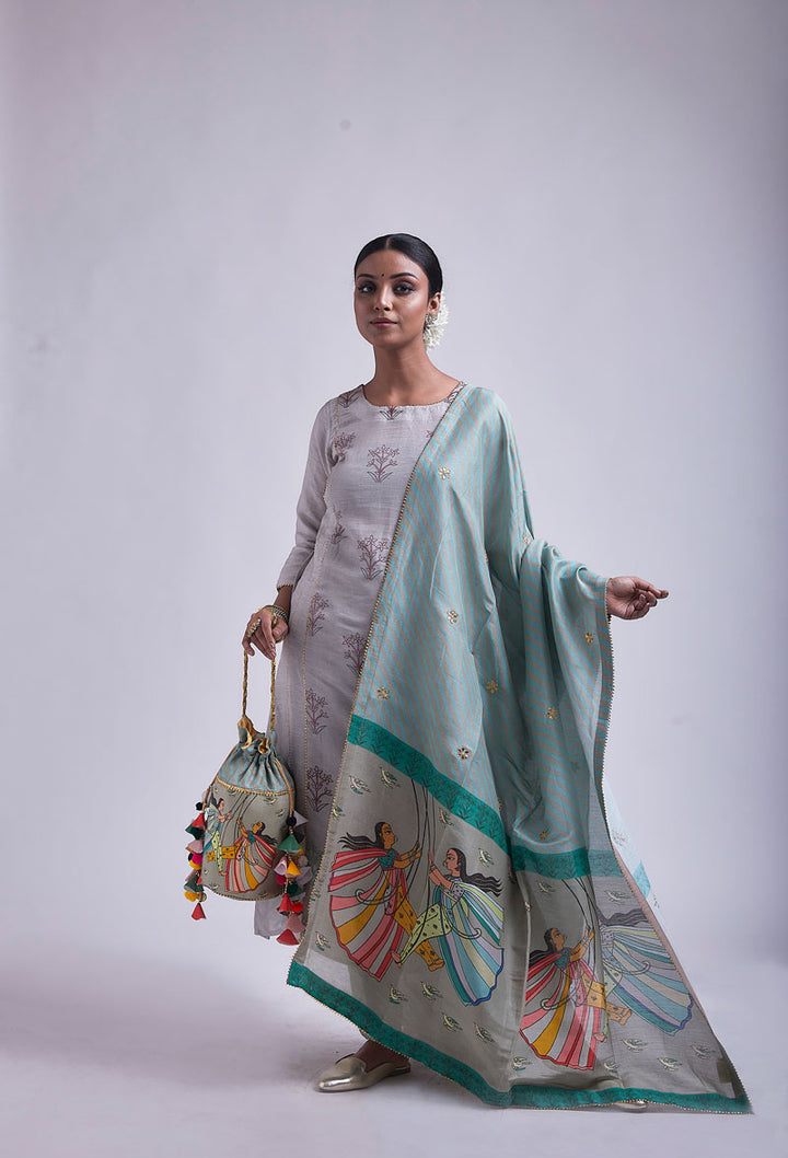 jhoola blue-green dupatta