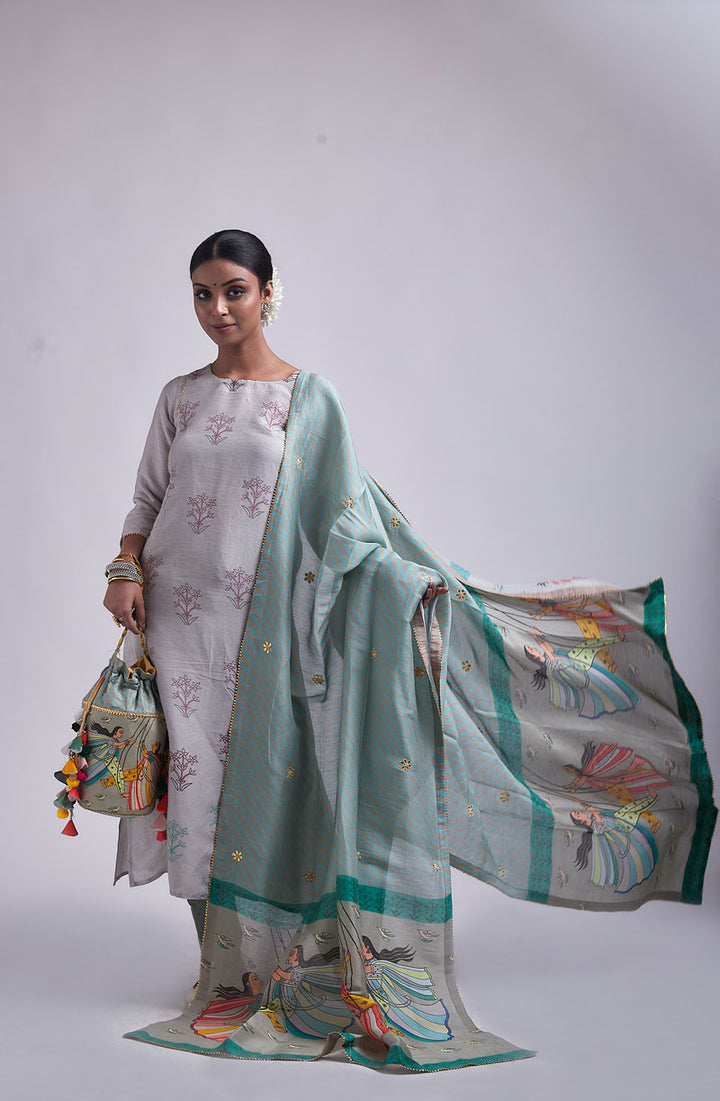 jhoola blue-green dupatta