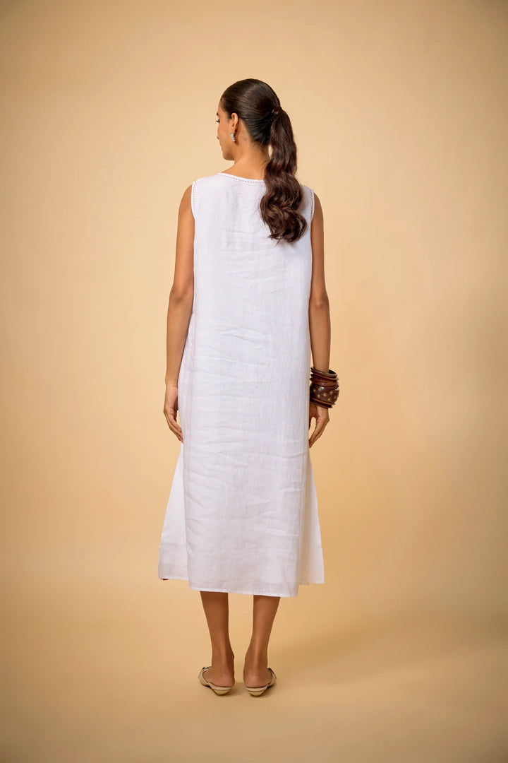 White Face Embroidered Dress