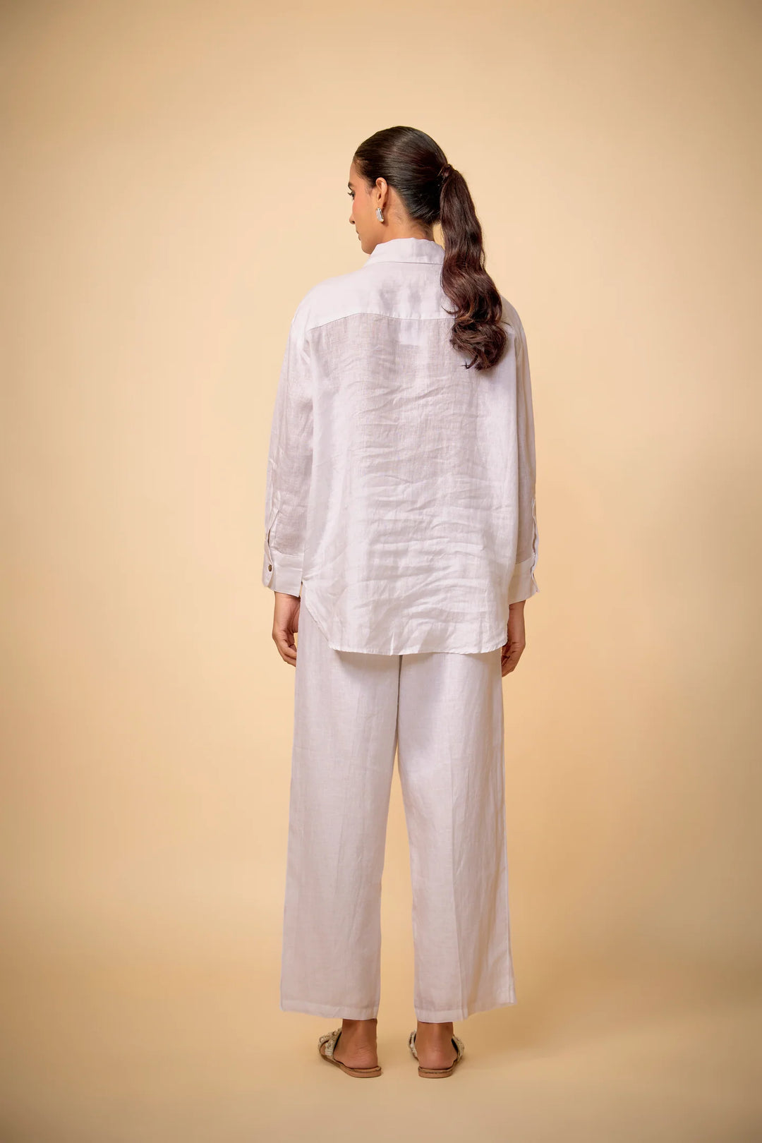 Pure Linen White Ambleside Ebroidered Big Shirt