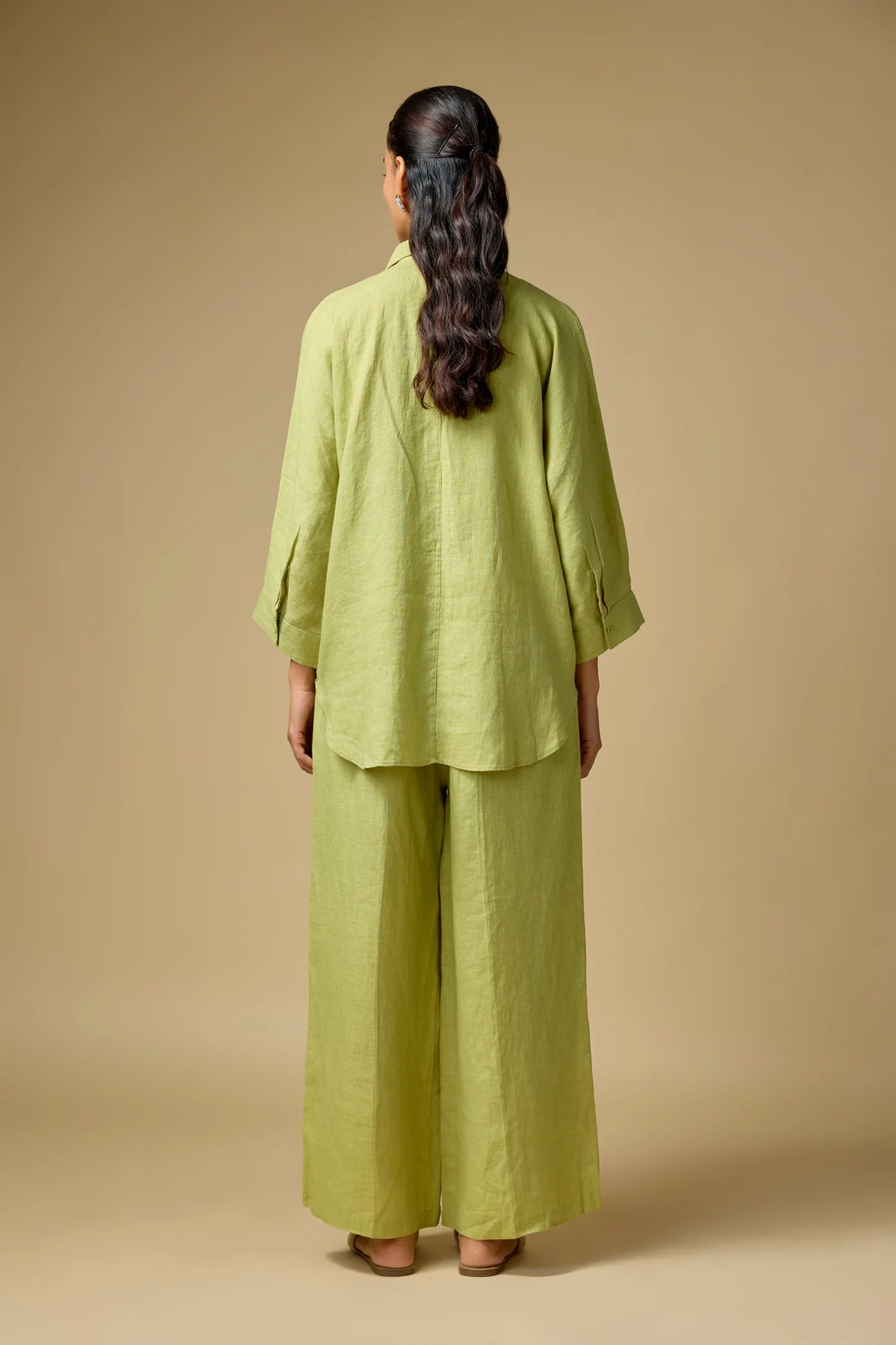 Pure Linen Pista green Floral Co-ord Set