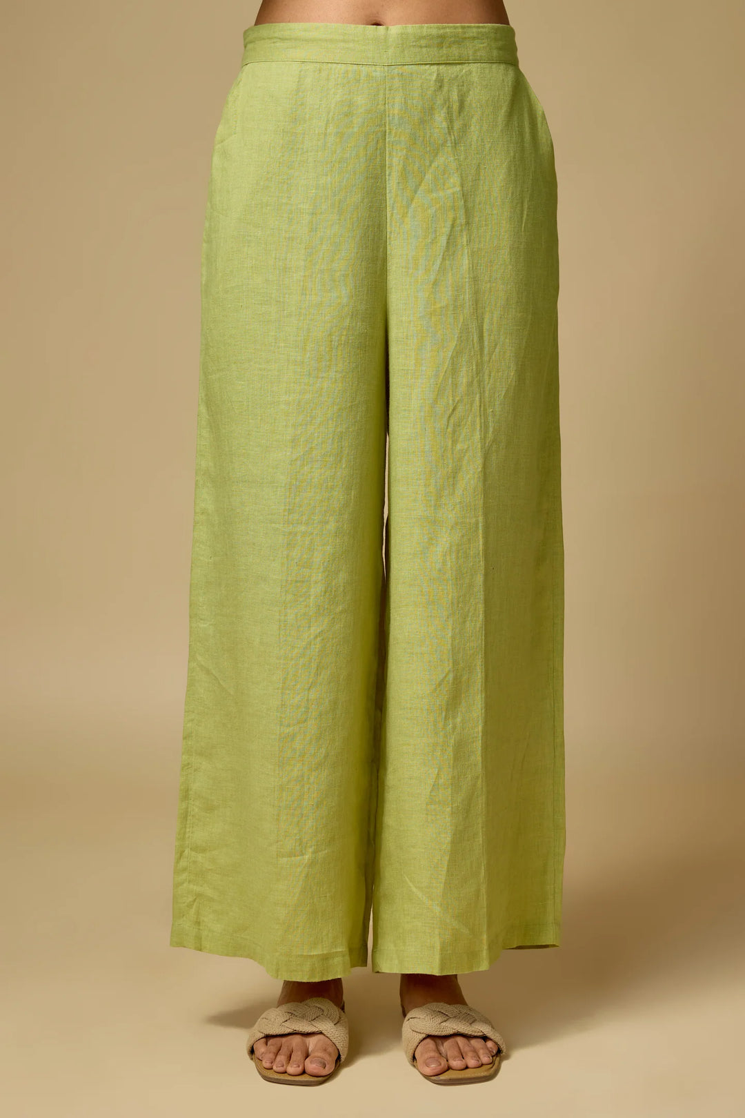 Pure Linen Pista green Floral Co-ord Set
