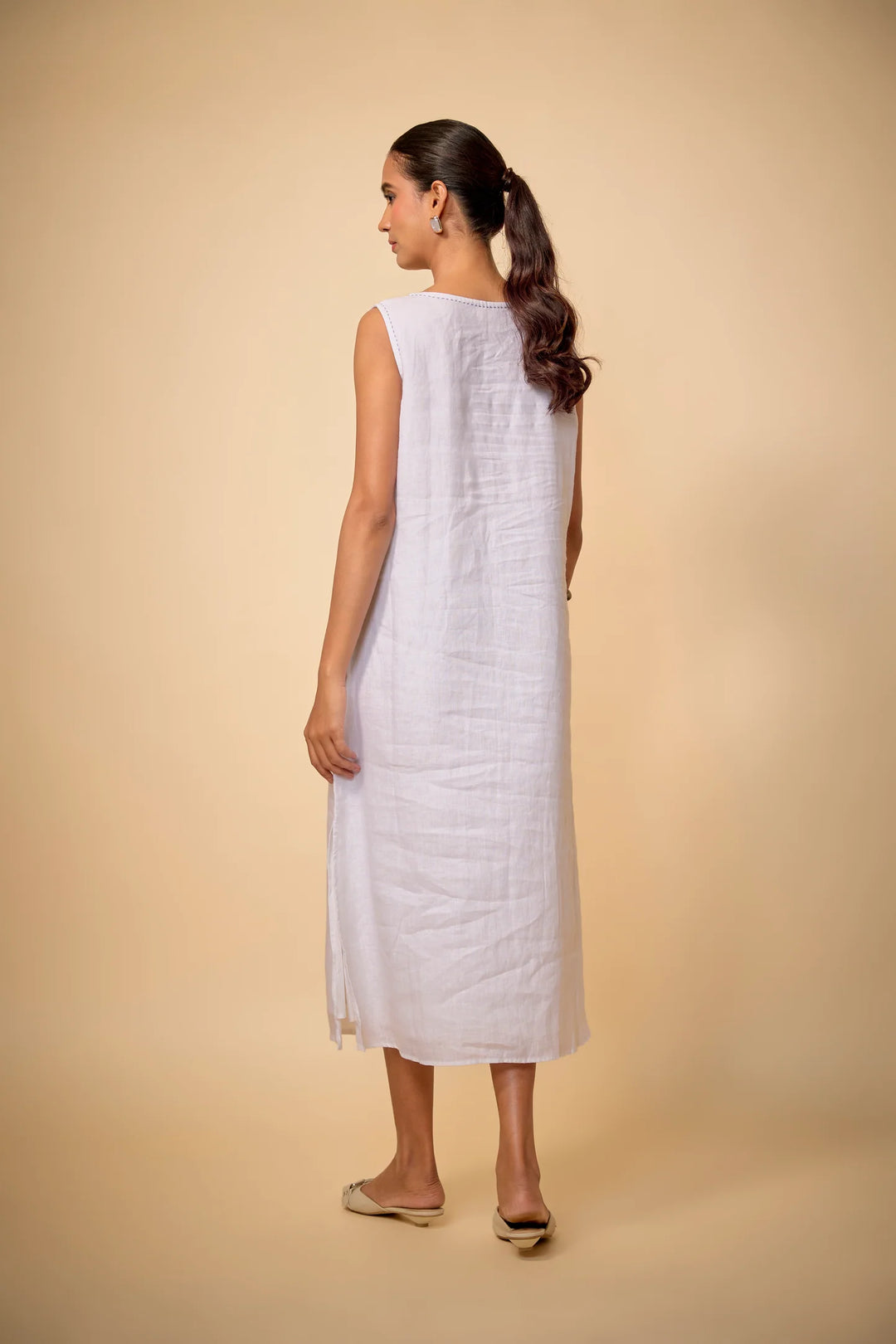 White Palm Leaf Dress