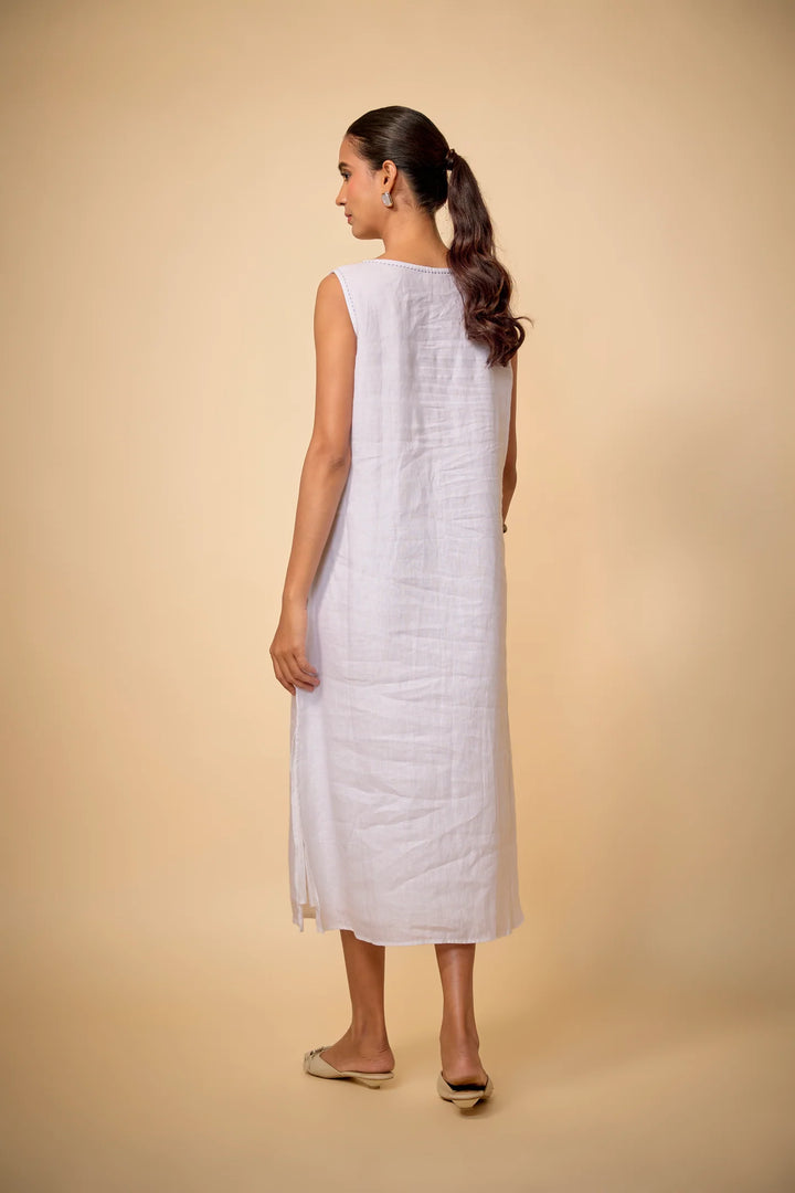 White Palm Leaf Dress