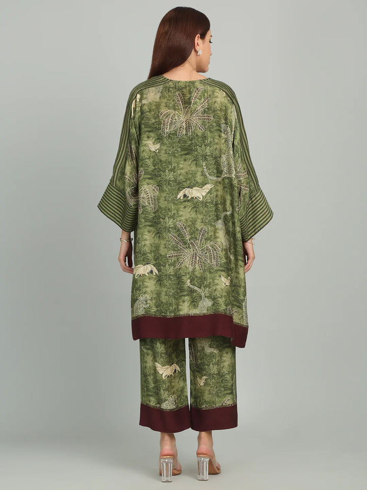 IVY - Green & Maroon Print Co-ord set