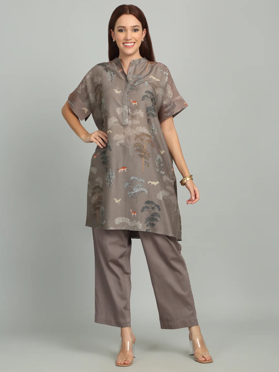 PINECONE - Grey Tree Print Set