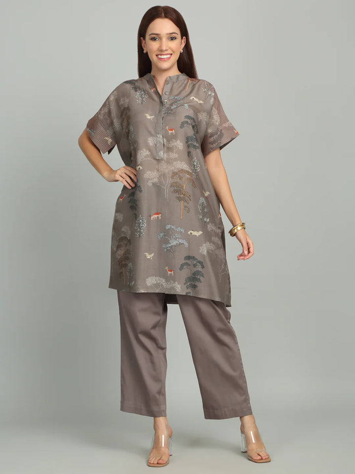 PINECONE - Grey Tree Print Set