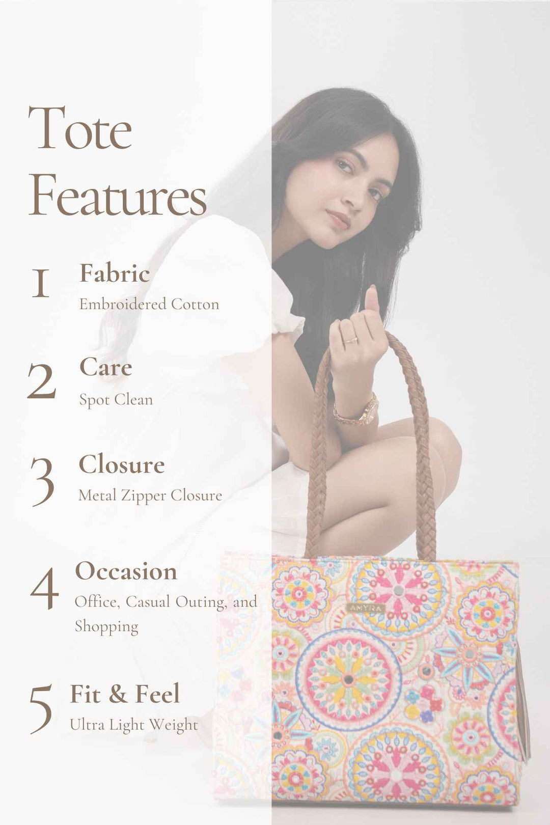 lily embroidered multicolor box tote bag