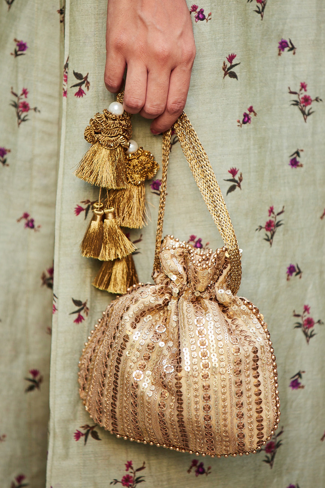 Antique Gold Sequin Potli Bag