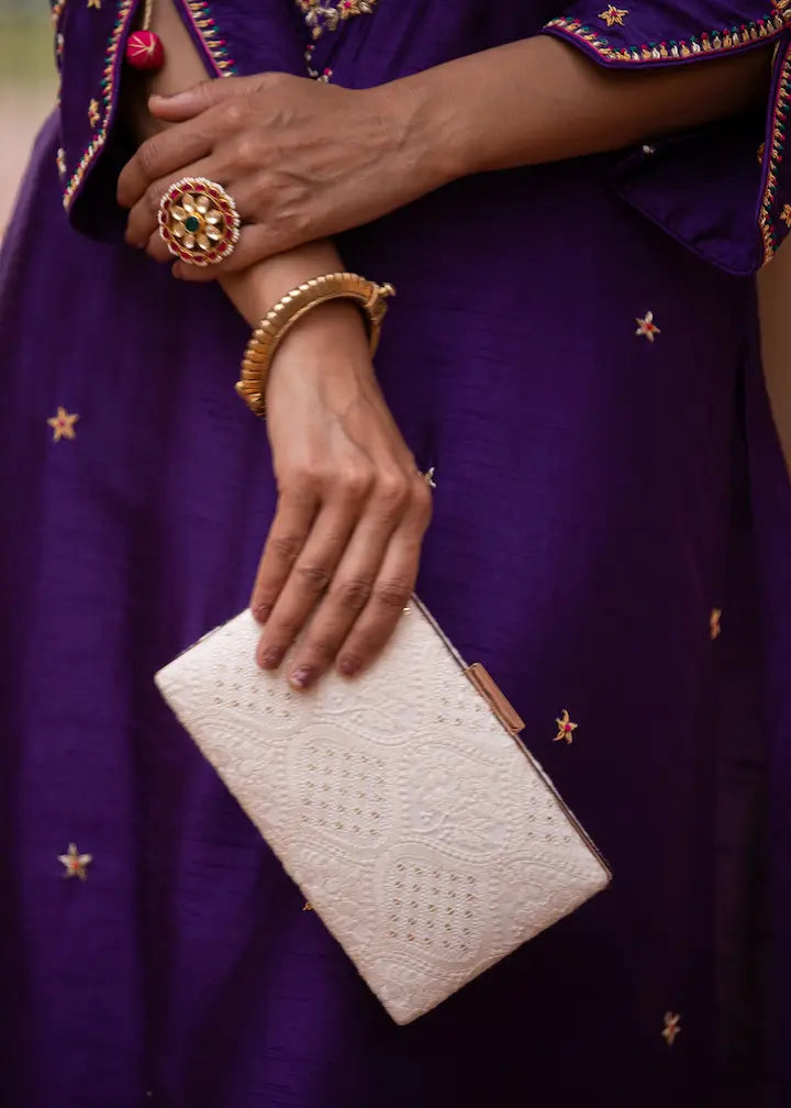 Mughal Off White Box Clutch