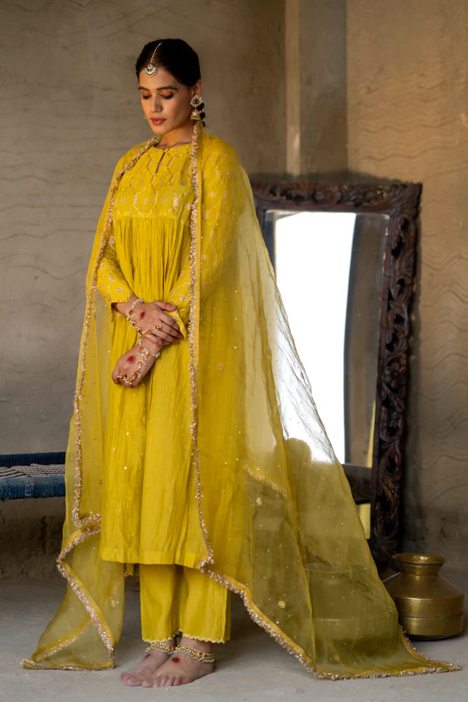 Mustard Yellow Anarkali Suit Set