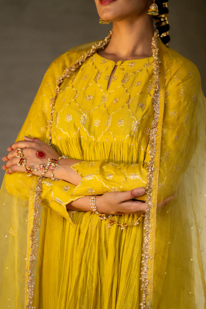 Mustard Yellow Anarkali Suit Set