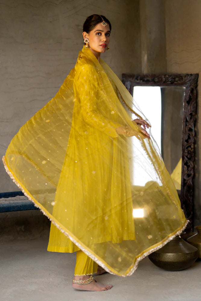 Mustard Yellow Anarkali Suit Set