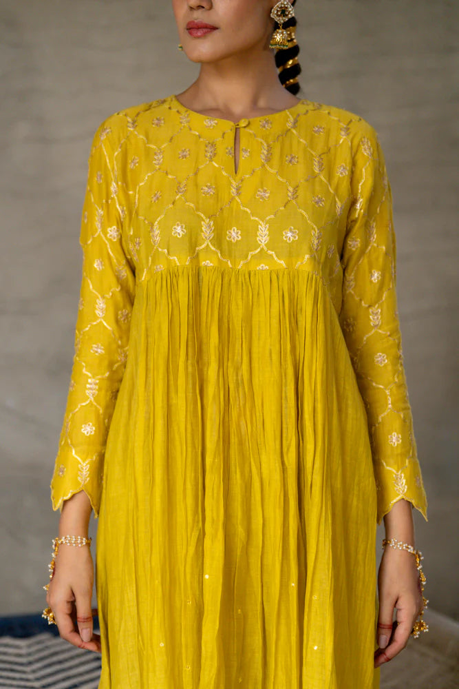 Mustard Yellow Anarkali Suit Set