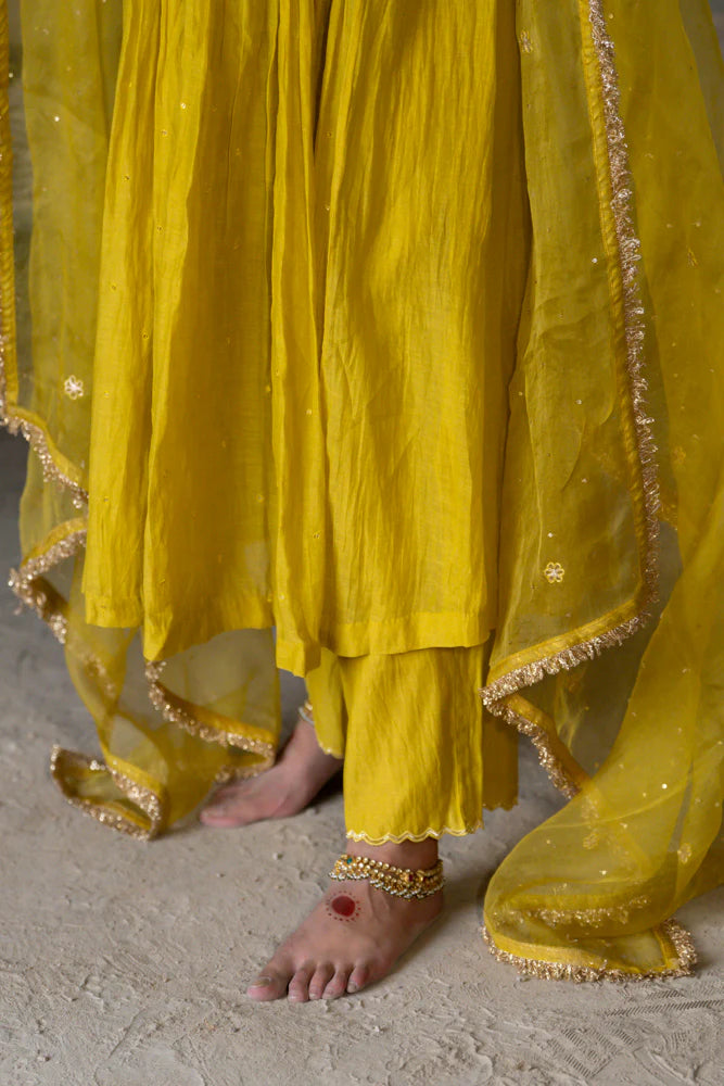 Mustard Yellow Anarkali Suit Set