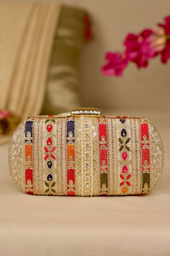 naaz embroidered capsule clutch-multicolor