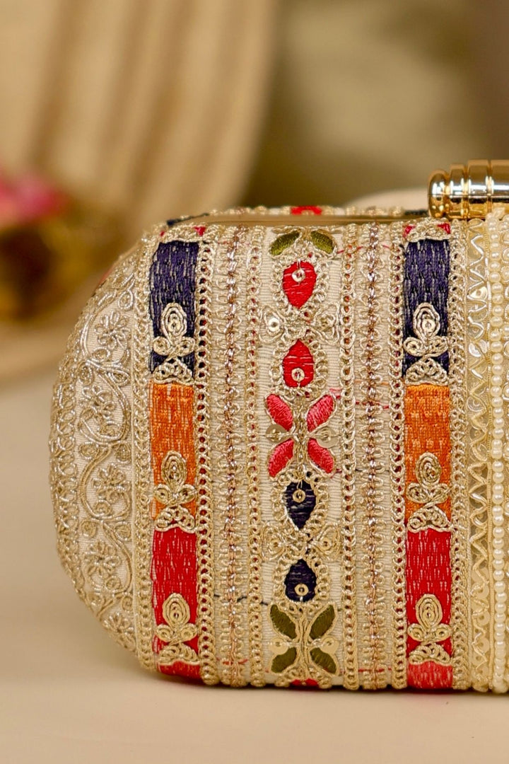 naaz embroidered capsule clutch-multicolor