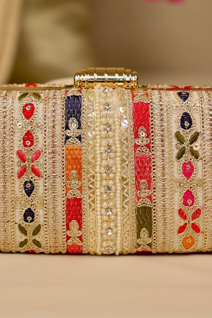 naaz embroidered capsule clutch-multicolor