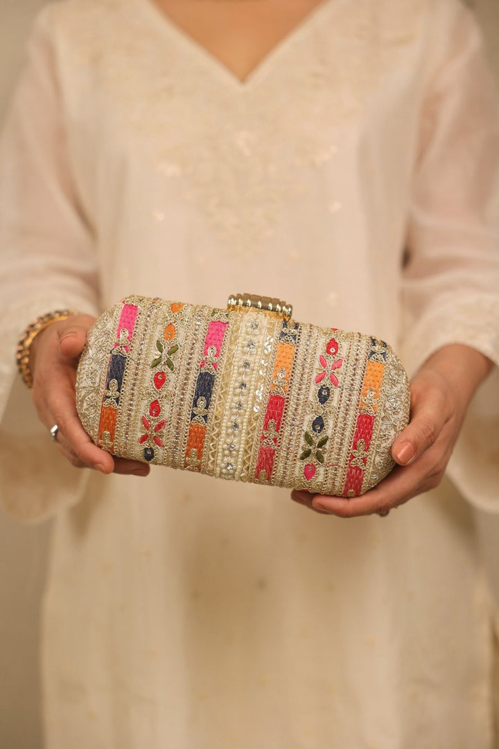 naaz embroidered capsule clutch-multicolor
