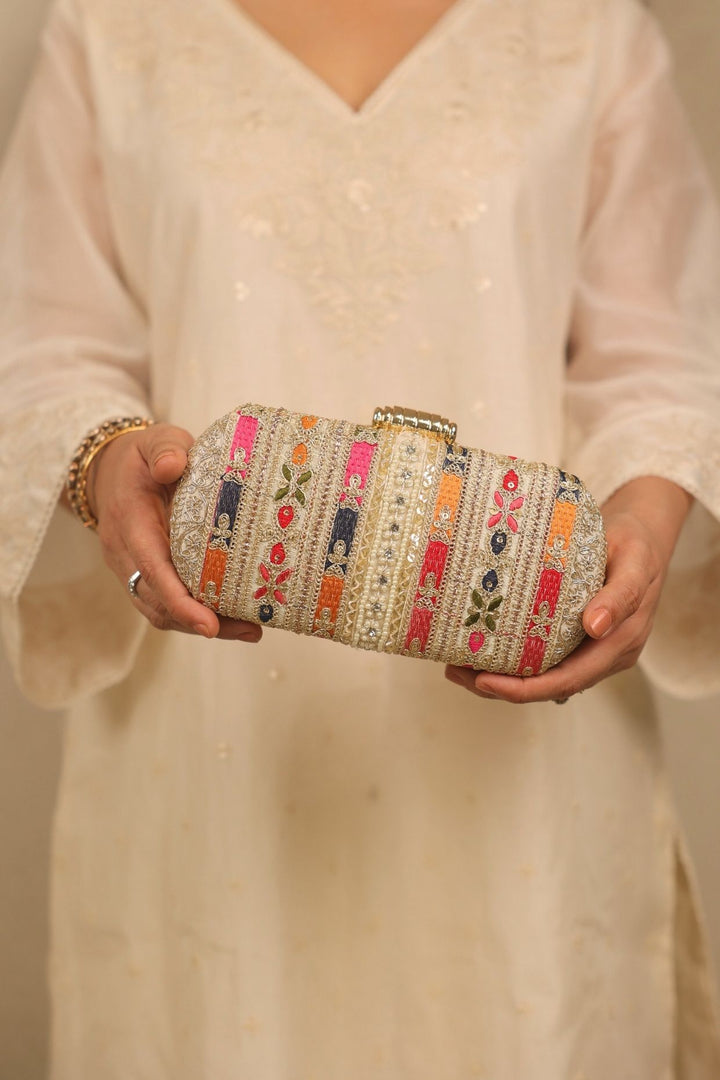 naaz embroidered capsule clutch-multicolor