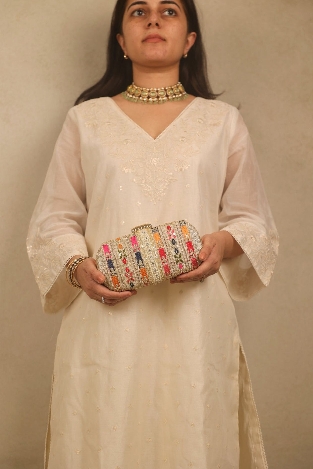 naaz embroidered capsule clutch-multicolor