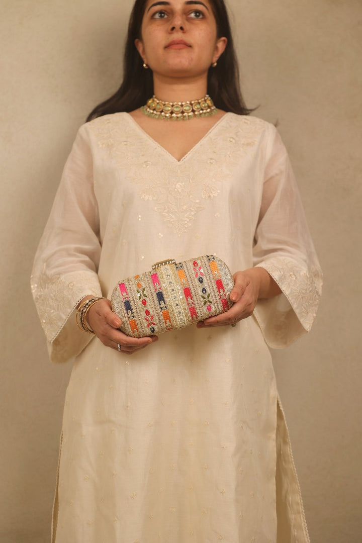 naaz embroidered capsule clutch-multicolor