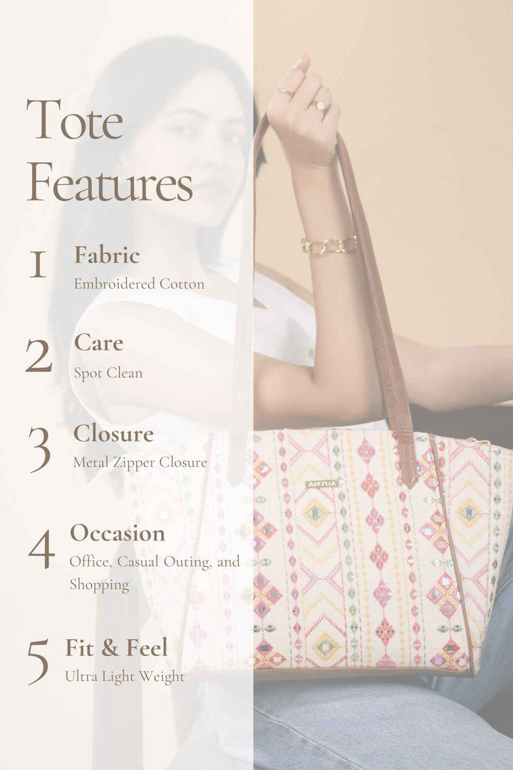 zoey embroidered multicolor tote bag