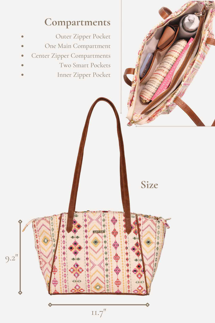 zoey embroidered multicolor tote bag