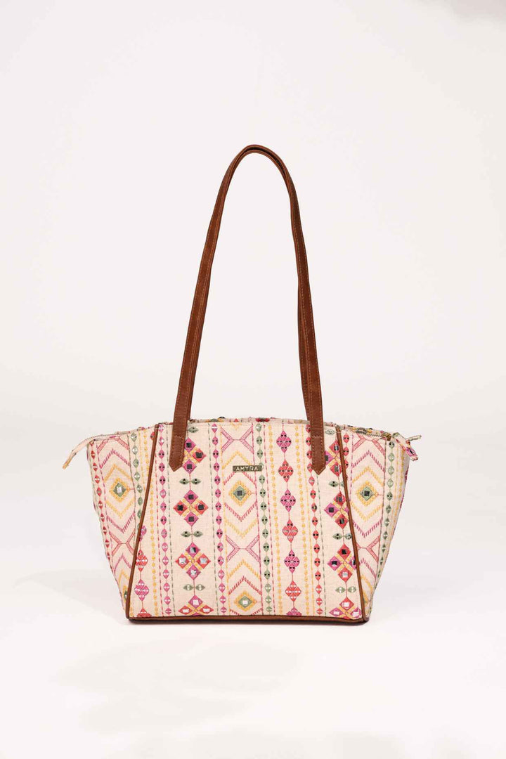 zoey embroidered multicolor tote bag