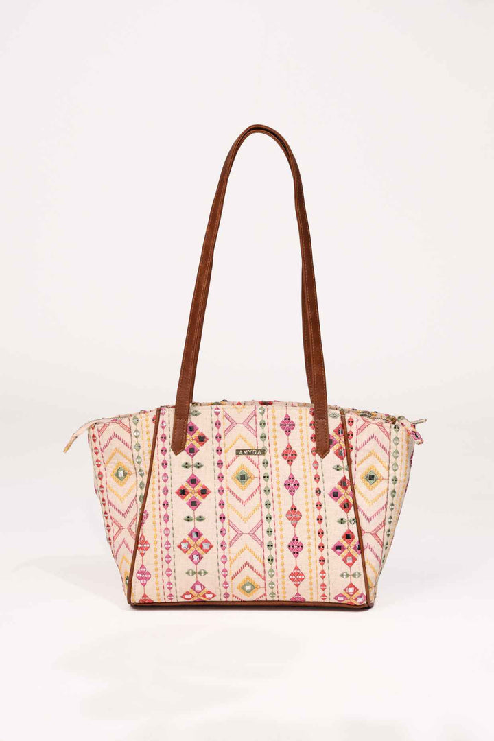zoey embroidered multicolor tote bag